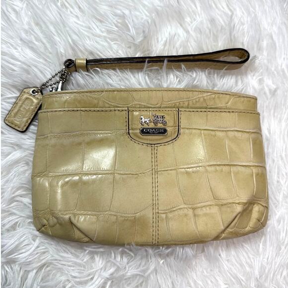 COACH Madison Croc Embossed Wristlet - Picture 1 of 7